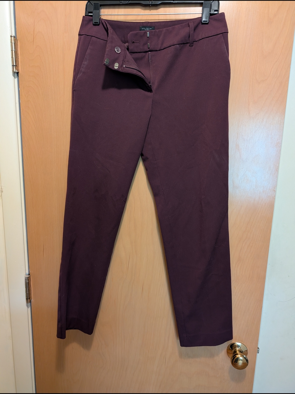 Ann Taylor Plum Straight-Leg Chinos
